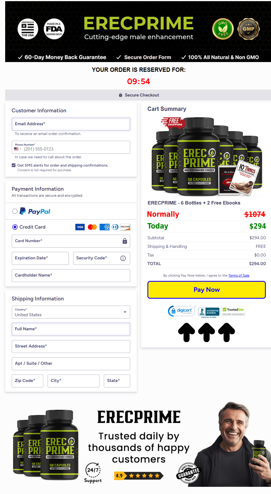 Erec Prime Official Website Secure Order Page